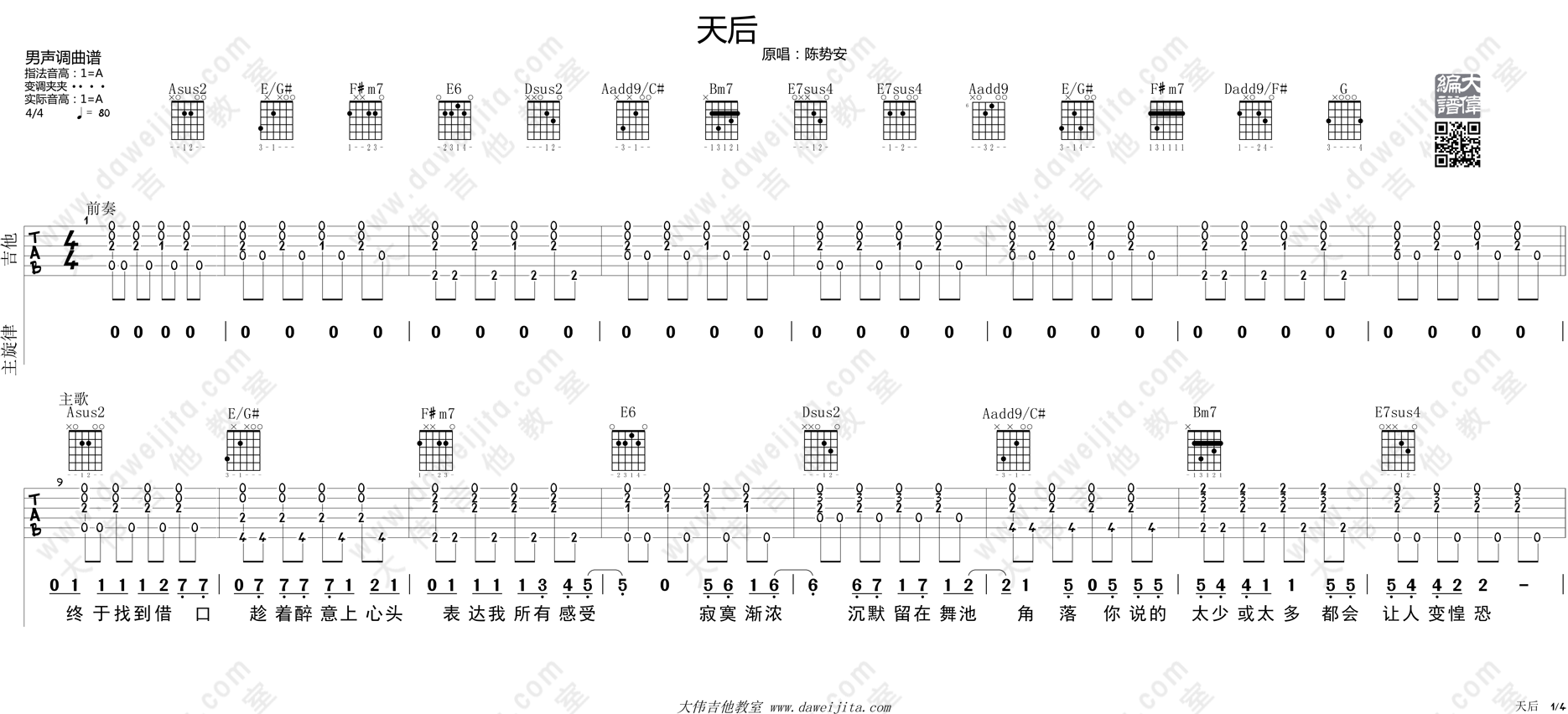 《天后吉他谱》_陈势安_吉他图片谱5张 图2