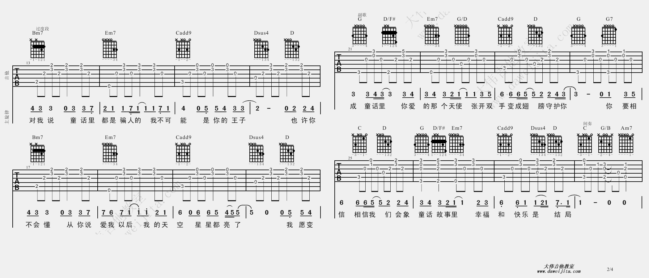 《童话吉他谱》_光良_吉他图片谱6张 图4