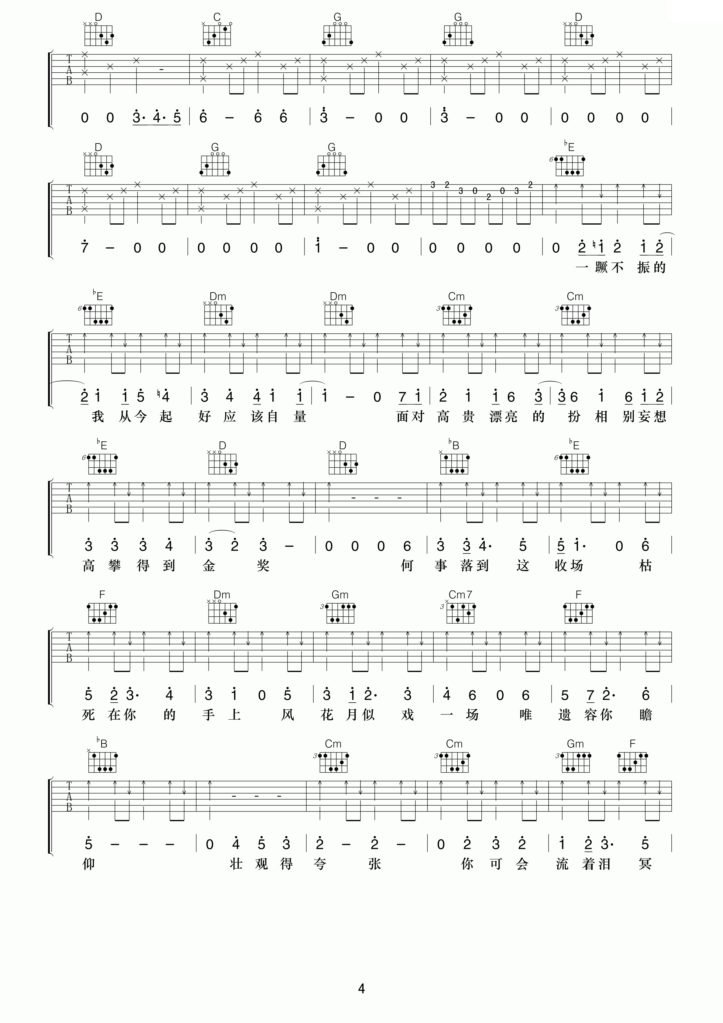 《够钟吉他谱》_周柏豪_吉他图片谱6张 图5