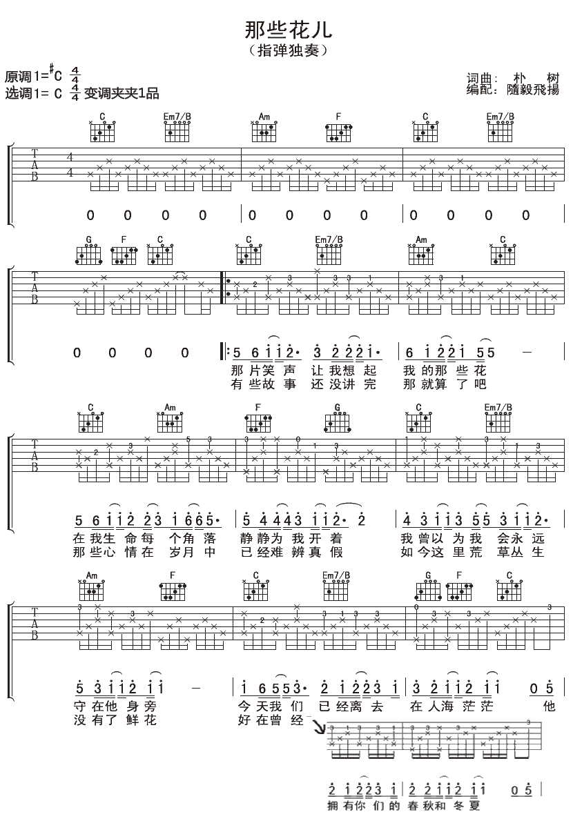 《那些花儿吉他谱》_朴树_吉他图片谱4张 图2