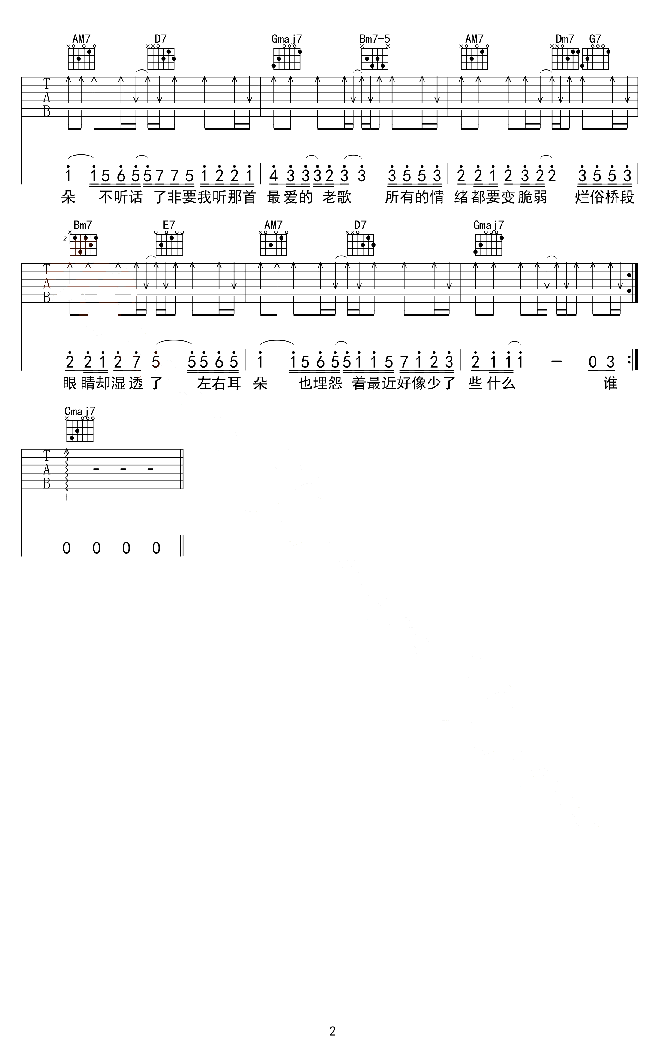 《耳朵吉他谱》_李荣浩_吉他图片谱3张 图3