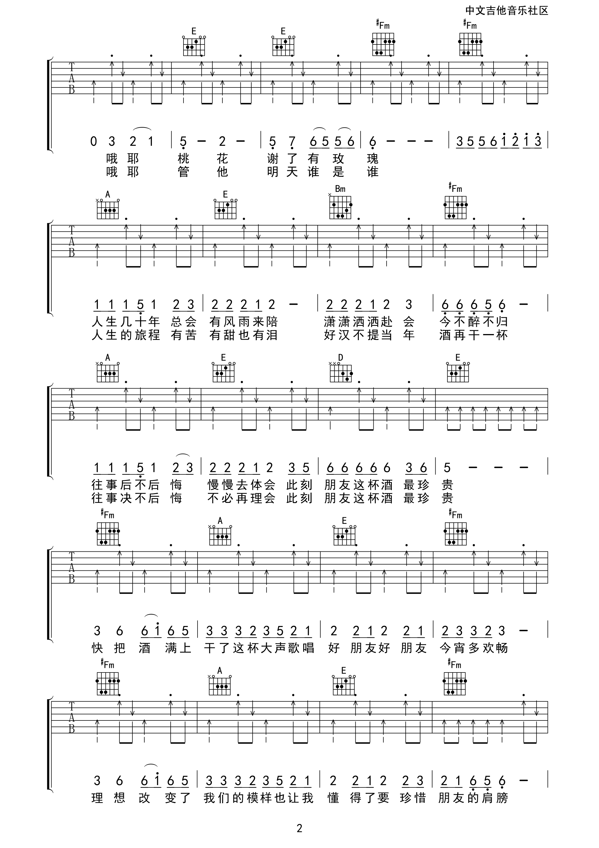 《朋友的酒吉他谱》_李晓杰_吉他图片谱4张 图3