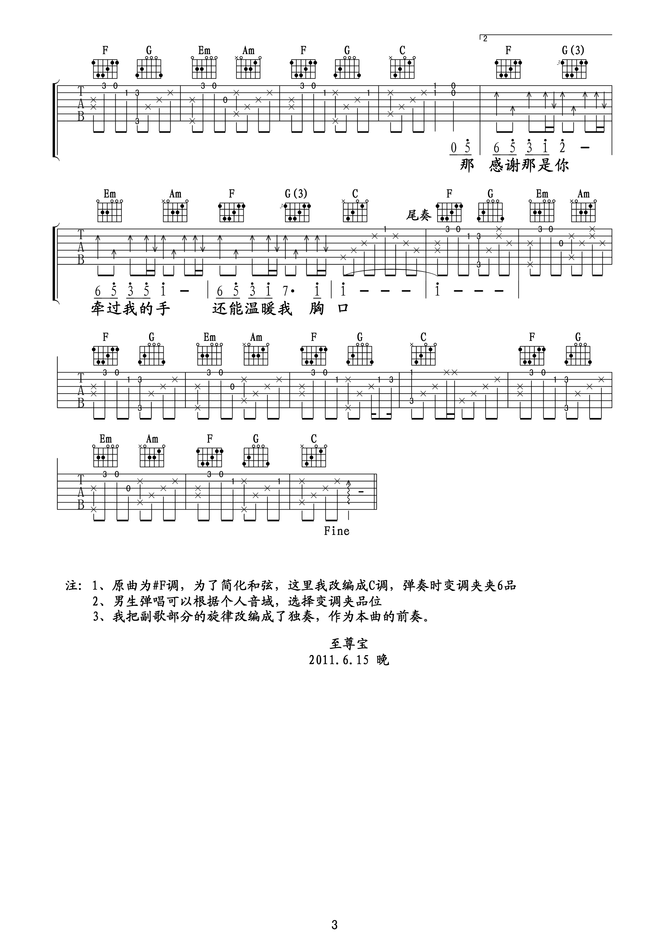 《可惜不是你吉他谱》_梁静茹_吉他图片谱4张 图4