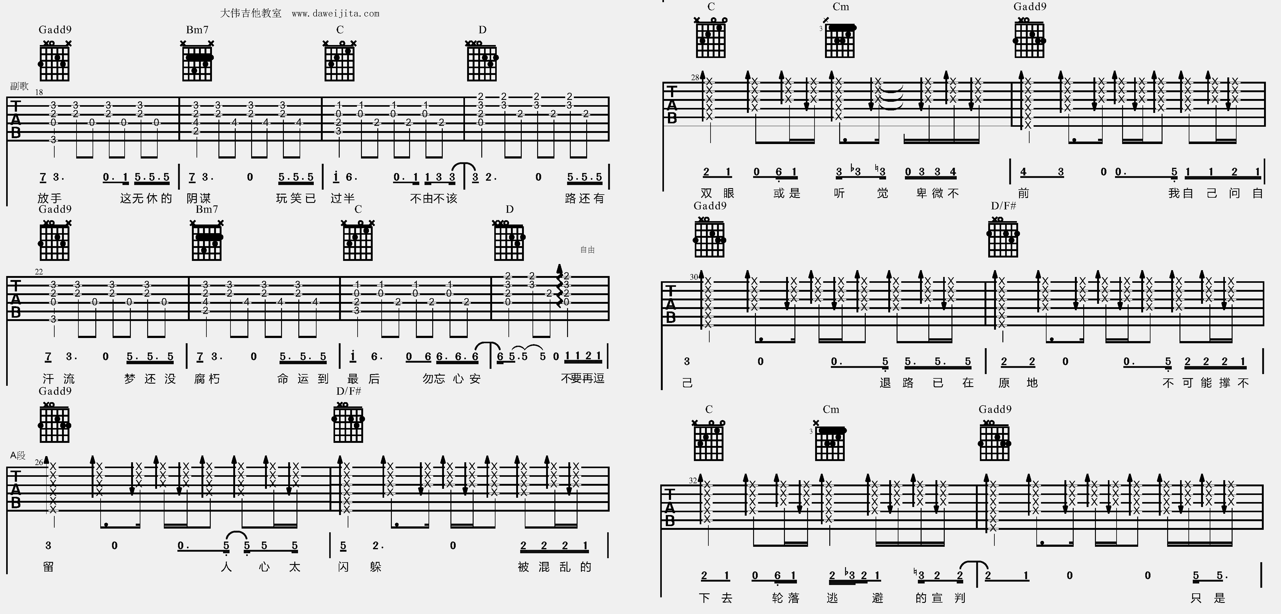 《勿忘心安吉他谱》_张杰_吉他图片谱5张 图3