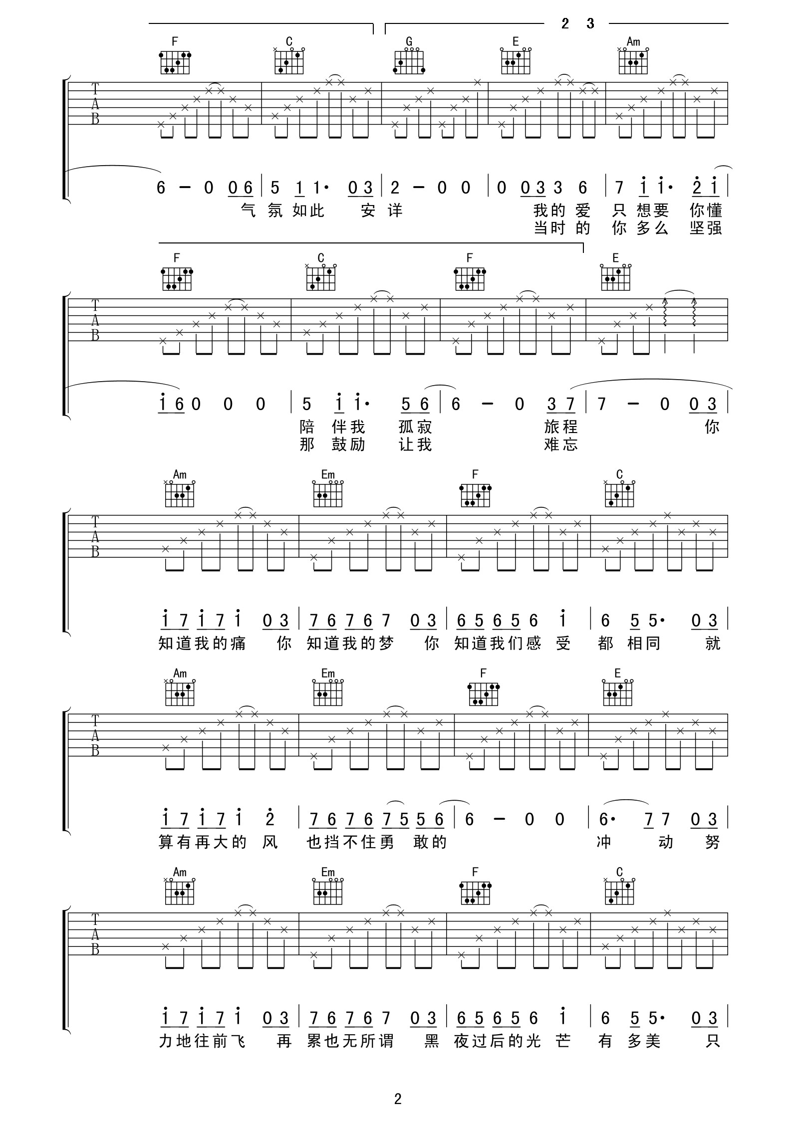 《我们都一样吉他谱》_张杰_吉他图片谱4张 图3