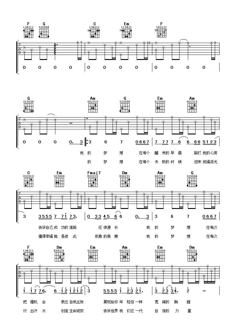 《年轻的战场吉他谱》_张杰_吉他图片谱5张 图3