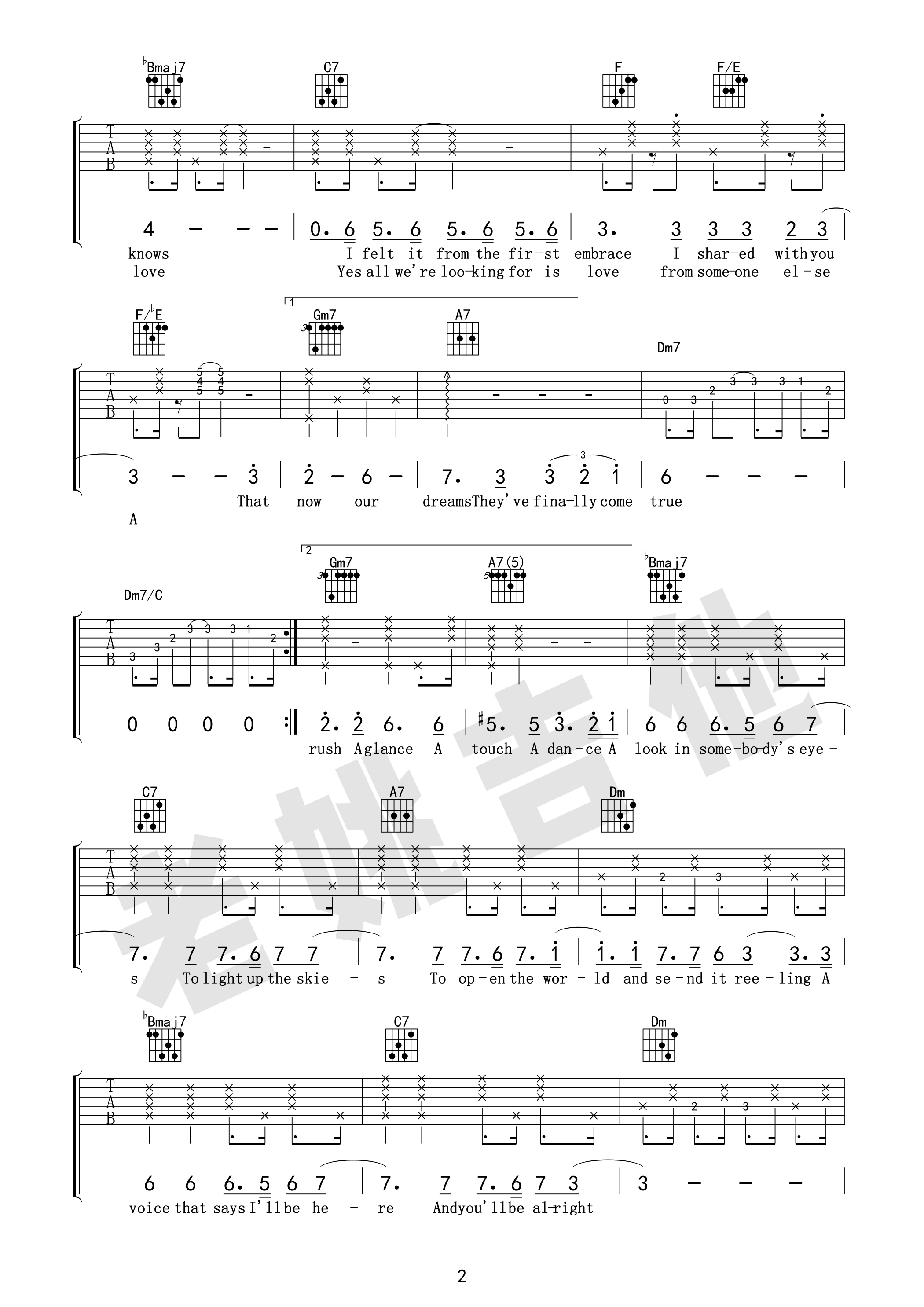 《City of Stars/爱乐之城吉他谱》_电影_吉他图片谱5张 图3