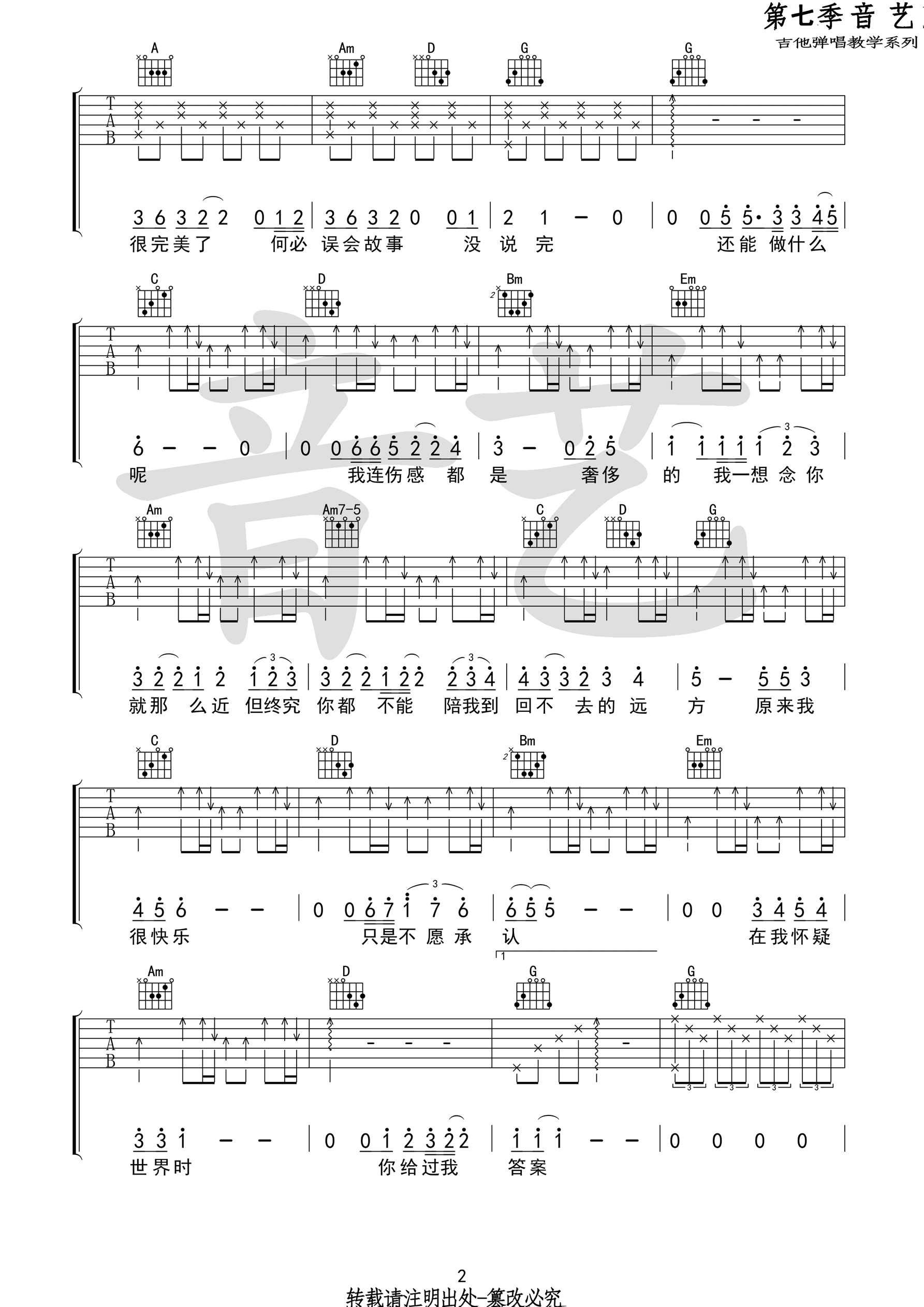 《我们吉他谱》_陈奕迅_G调_吉他图片谱3张 图2