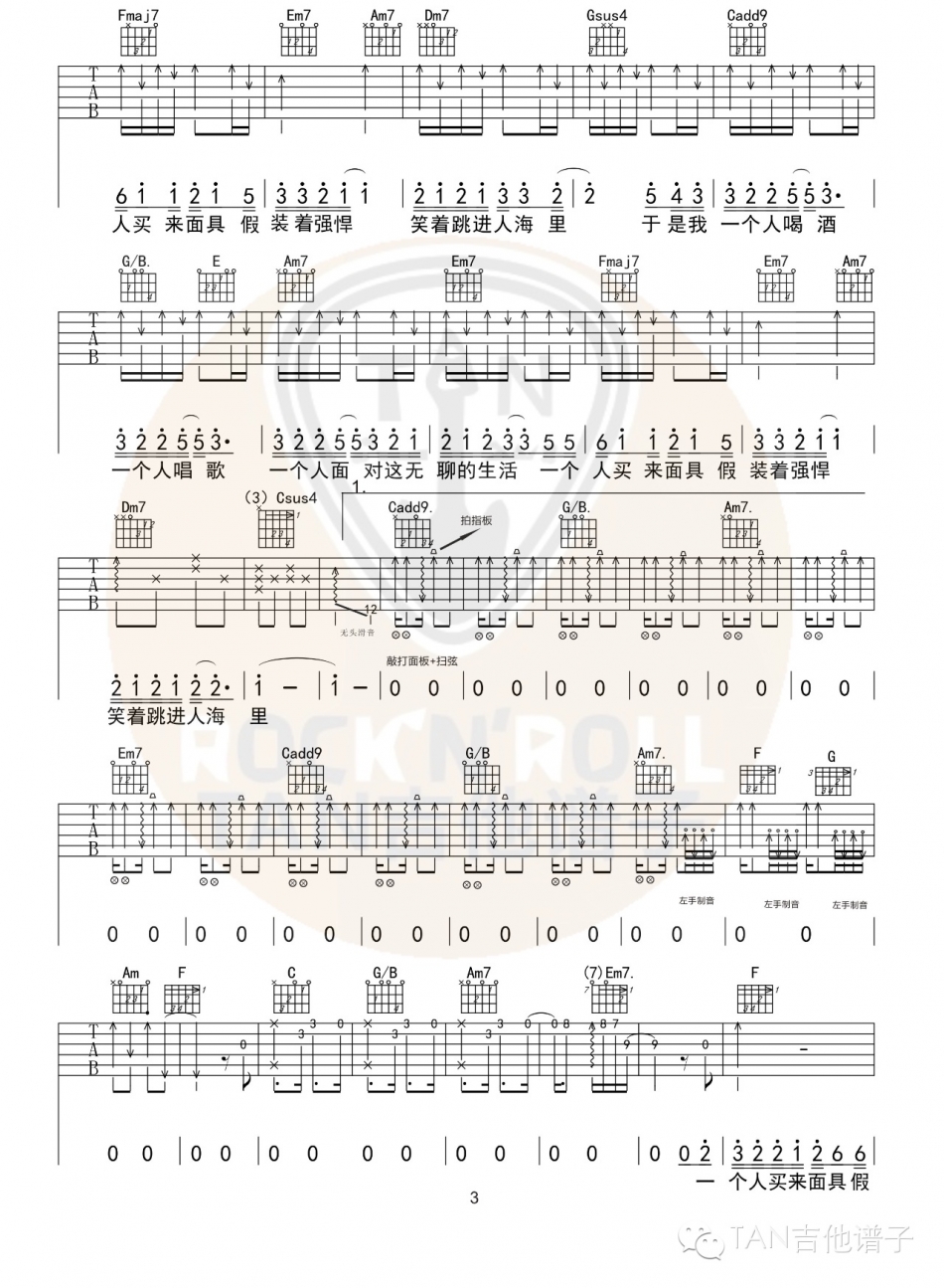 《一个人吉他谱》_韩红_吉他图片谱5张 图4